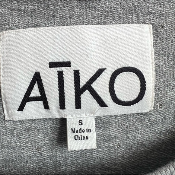 AÏKO Studded Sweatshirt Grey Embellished Boxy Pullover Top - Picture 2 of 6